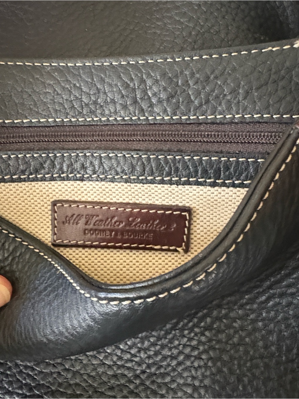 Dooney & Bourke Black Pebbled Leather Shoulder Bag with Brown Trim - Picture 6 of 6